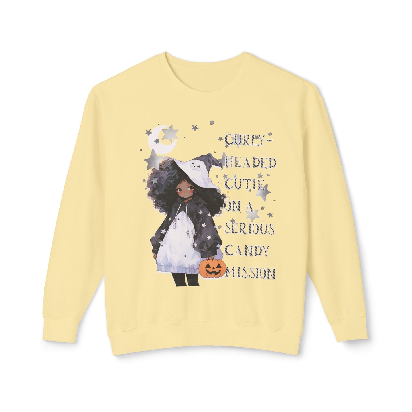 "Curly Head" Unisex Lightweight Halloween Girl Sweatshirt