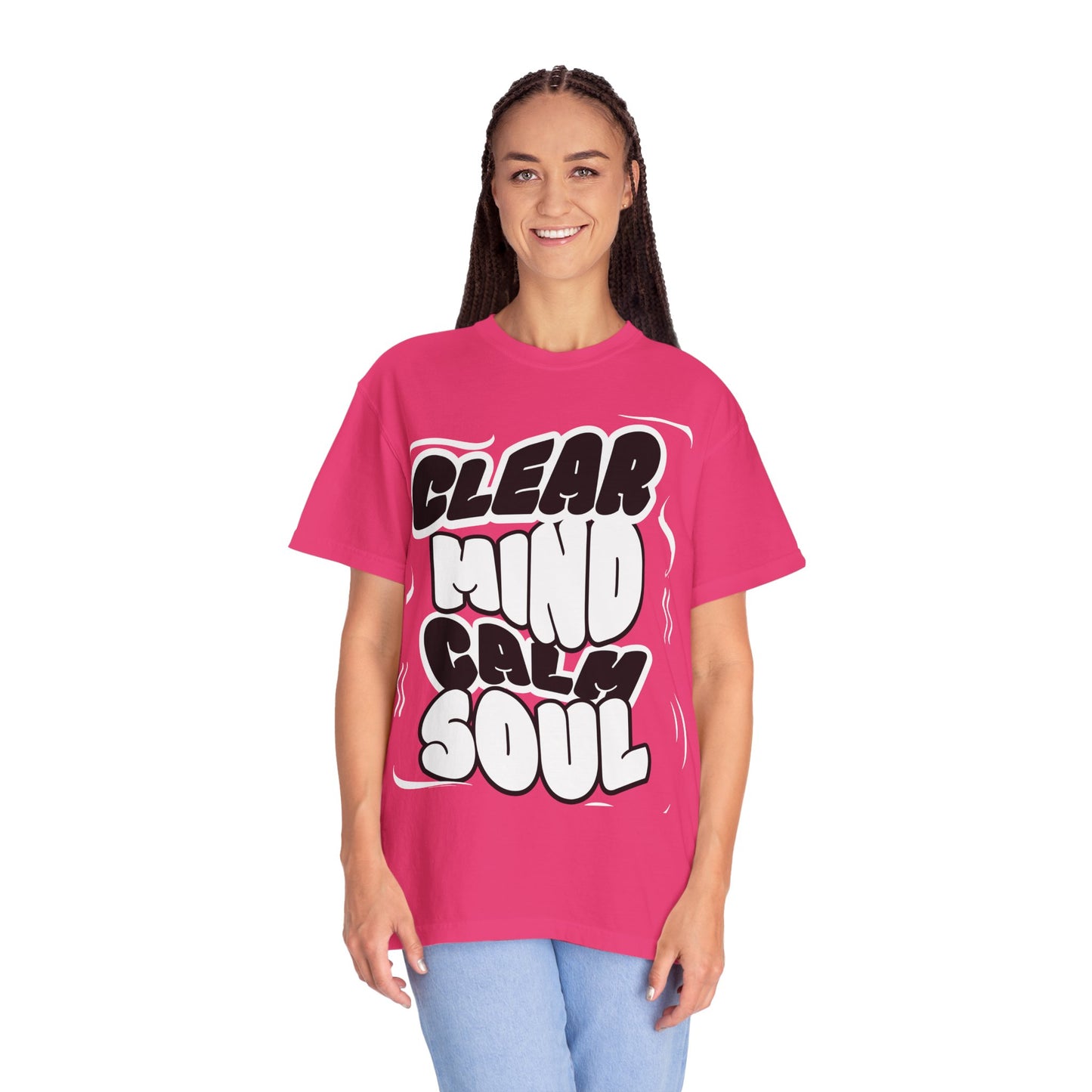 Unisex Garment-Dyed T-Shirt - "Clear Mind Calm Soul" Inspirational Graphic Tee