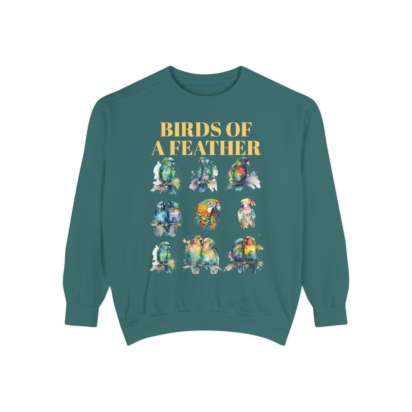 Colorful Birds of a Feather Sweatshirt - Unisex Garment-Dyed