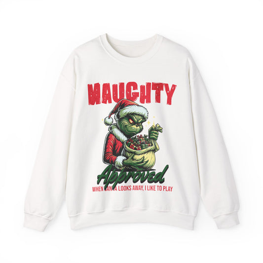 Grinch Crewneck Sweatshirt - Mr Grinch Holding a Bag of Gifts