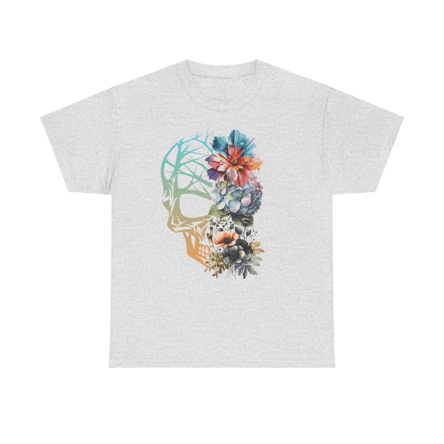 "FLOWER SKULL"Unisex Heavy Cotton Tee