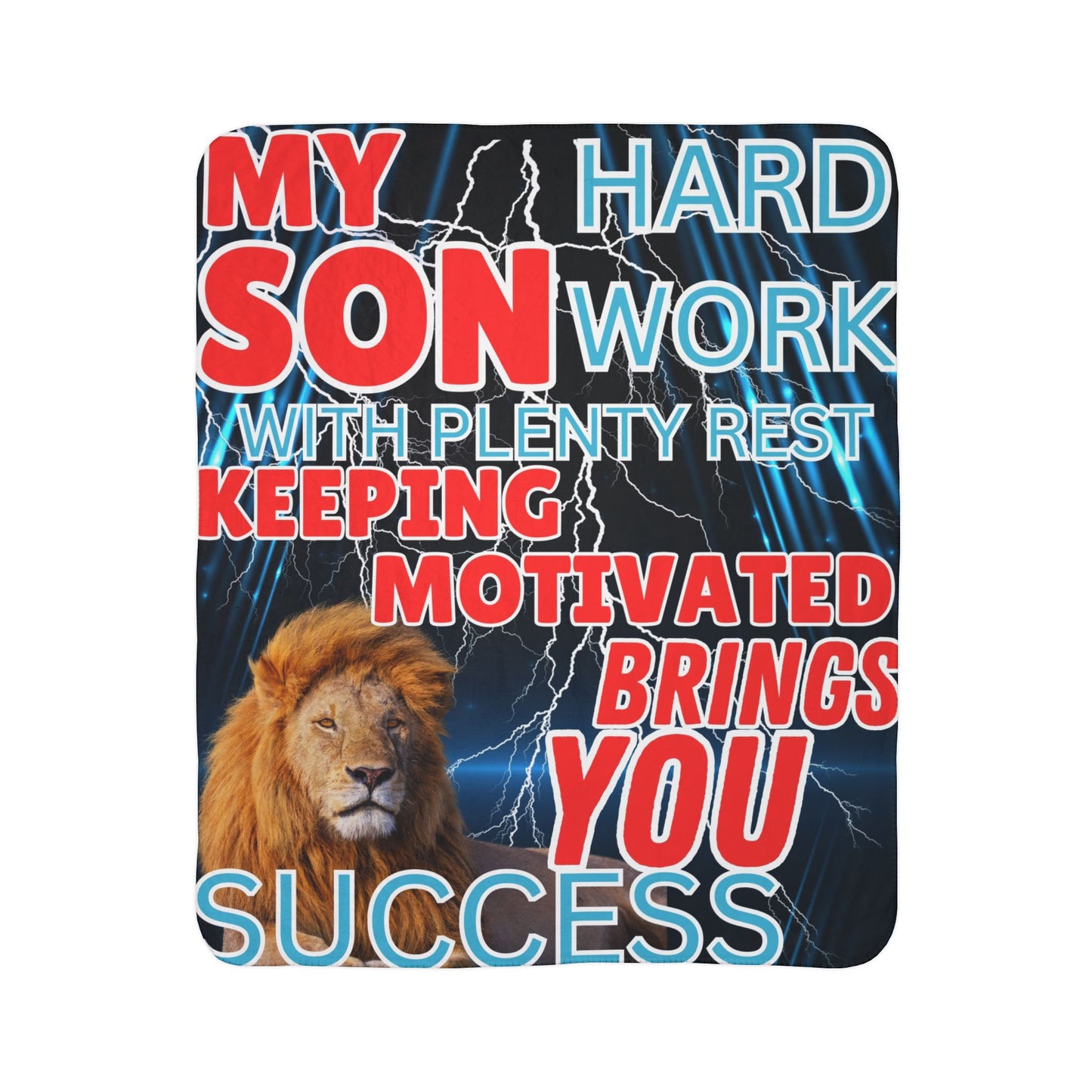 "Lion of Success" Fleece Sherpa Blanket