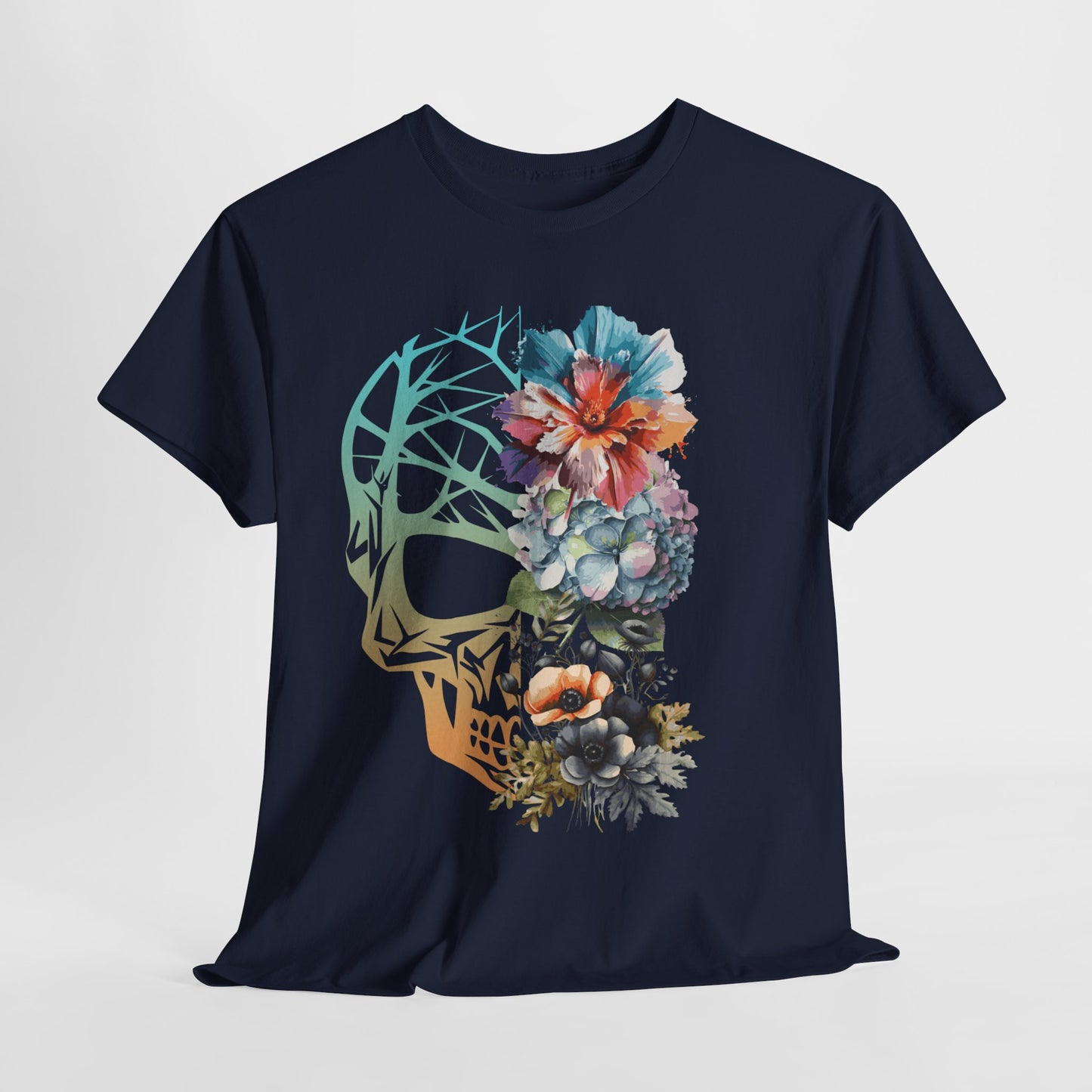 "FLOWER SKULL"Unisex Heavy Cotton Tee