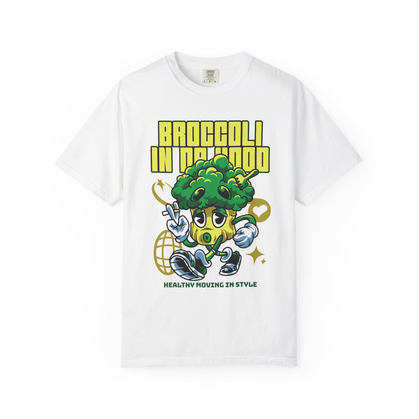 Garment-Dyed Broccoli T-Shirt, Fun and Unique Casual Wear, Perfect for Vegetarians, Gym Lovers, Gift for Foodies, Healthy Lifestyle