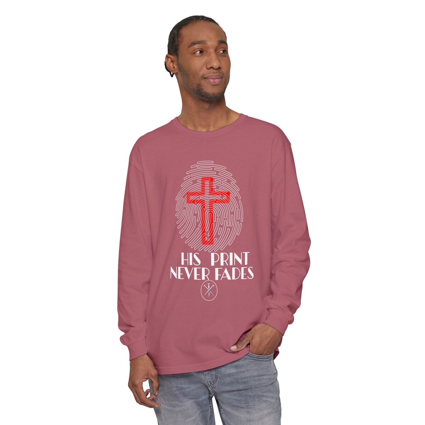 His Print Never Fades Unisex Long Sleeve T-Shirt - Faith-Inspired Apparel