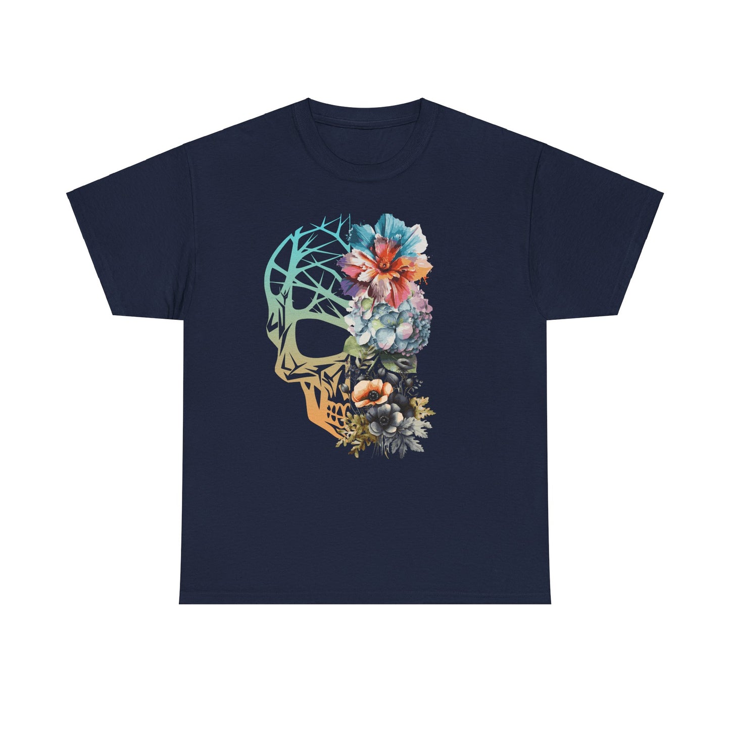 "FLOWER SKULL"Unisex Heavy Cotton Tee