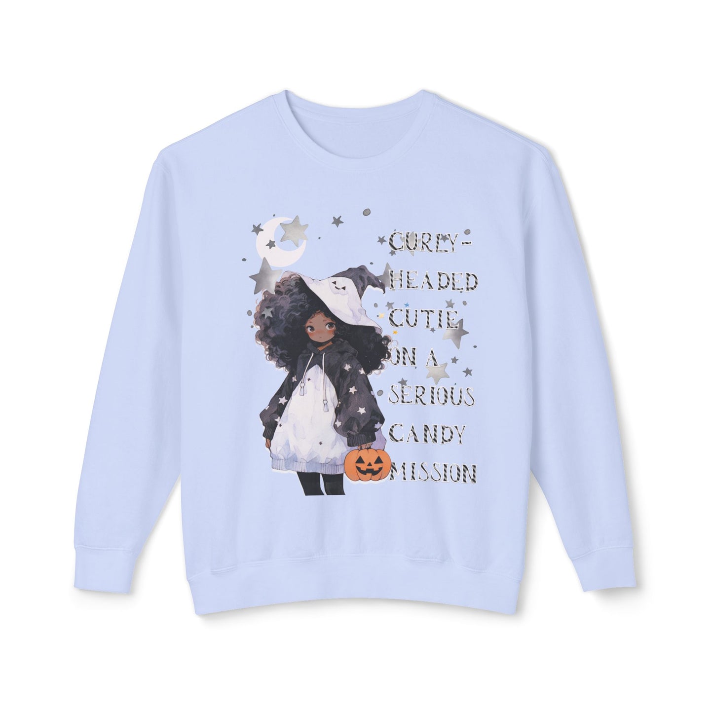 "Curly Head" Unisex Lightweight Halloween Girl Sweatshirt