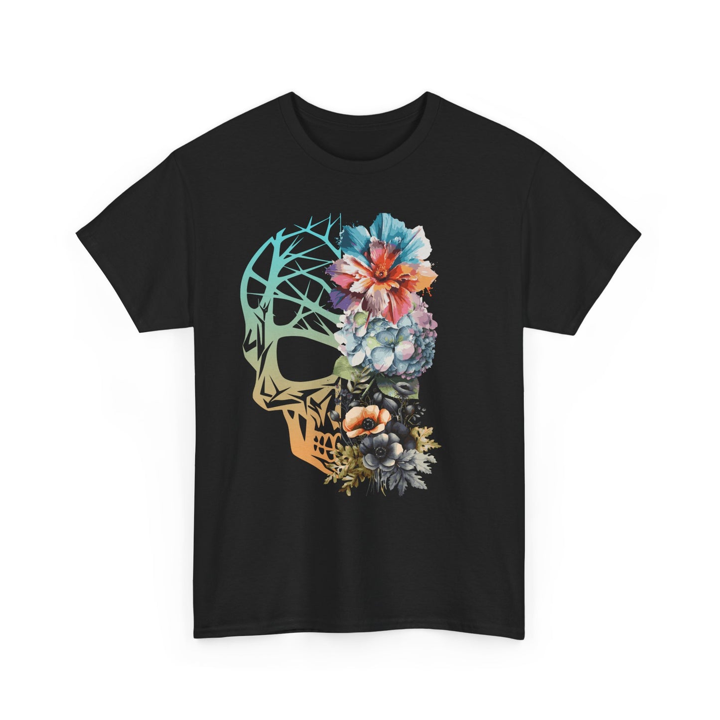 "FLOWER SKULL"Unisex Heavy Cotton Tee