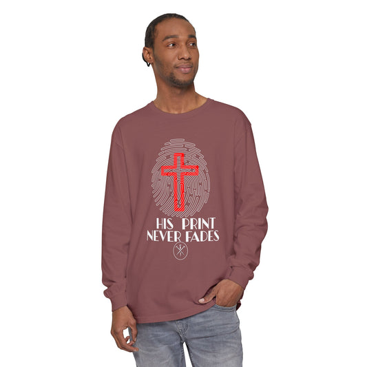 His Print Never Fades Unisex Long Sleeve T-Shirt - Faith-Inspired Apparel