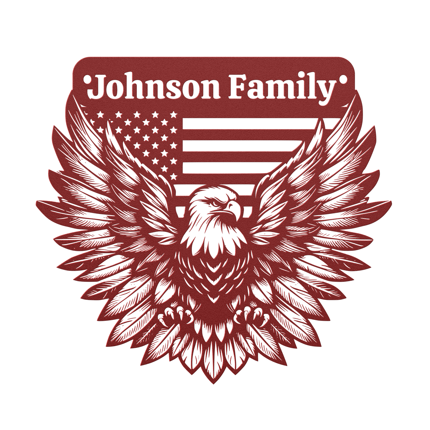 Personalized Family Die-Cut American Eagle Metal Sign