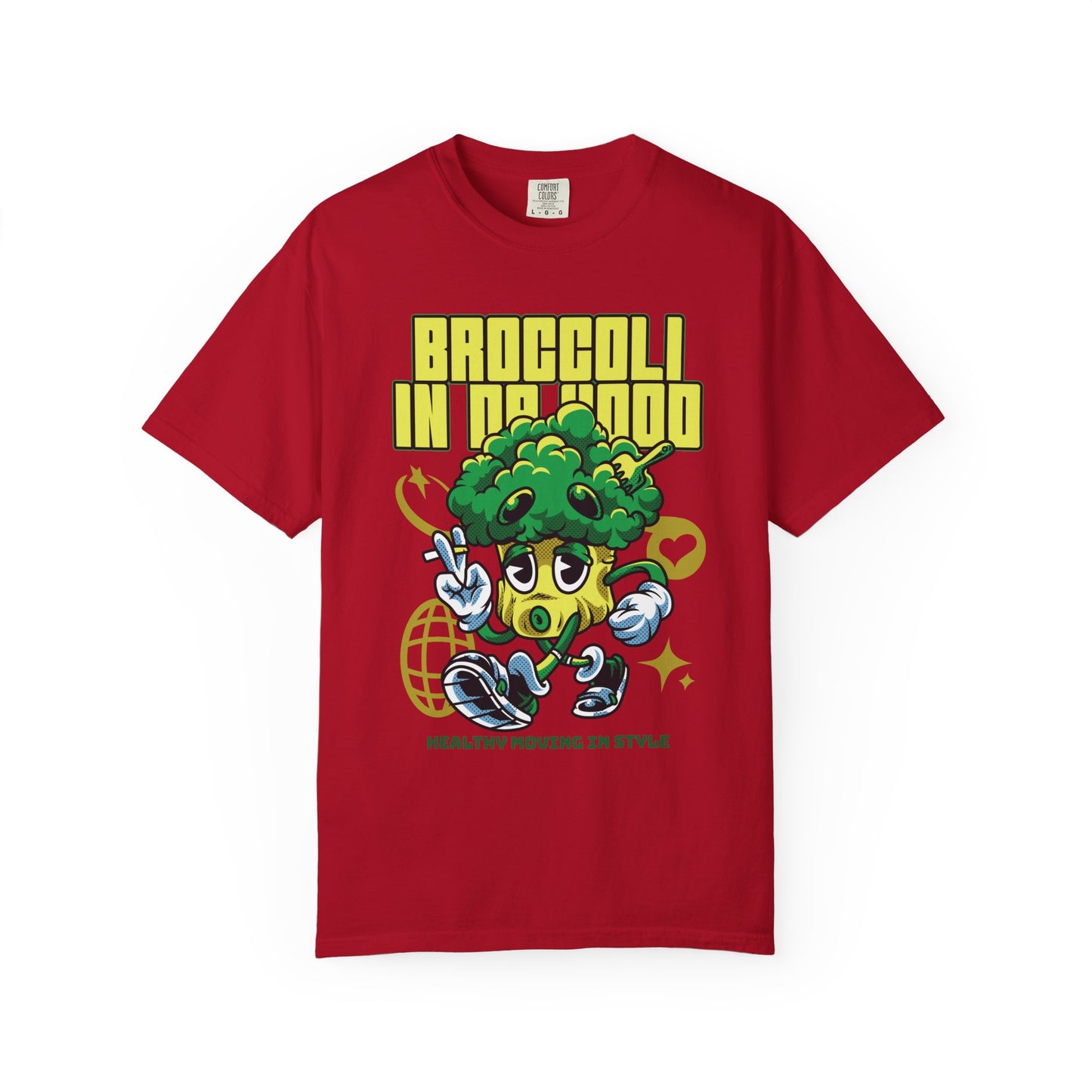 Garment-Dyed Broccoli T-Shirt, Fun and Unique Casual Wear, Perfect for Vegetarians, Gym Lovers, Gift for Foodies, Healthy Lifestyle