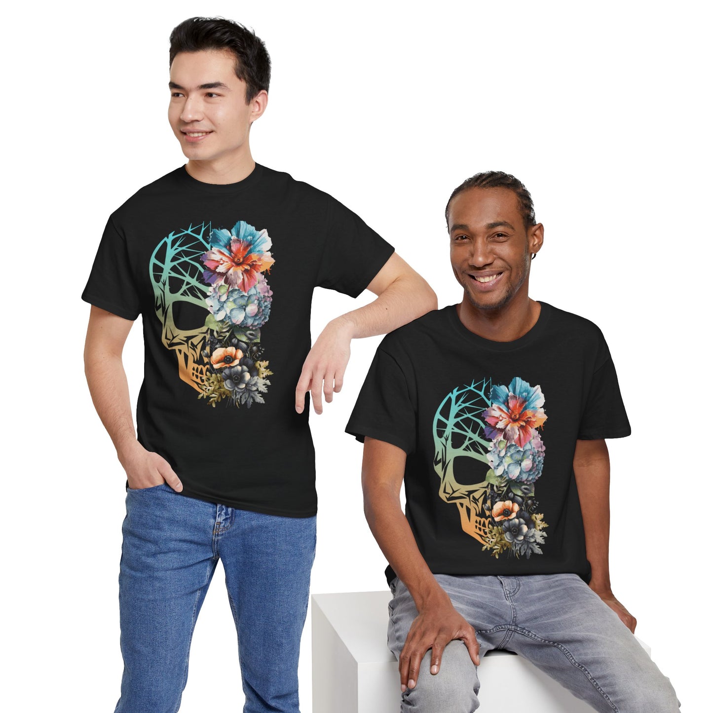 "FLOWER SKULL"Unisex Heavy Cotton Tee