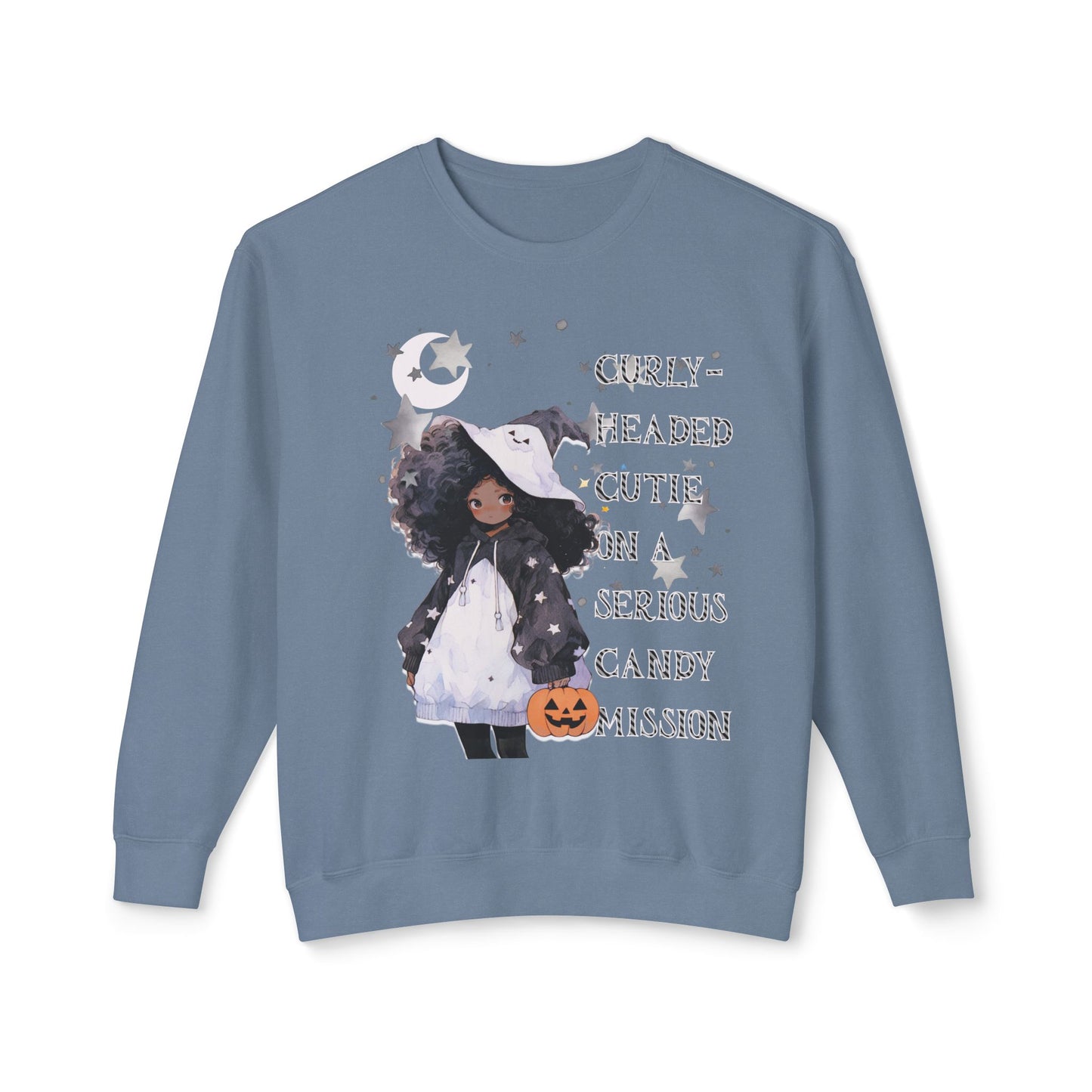 "Curly Head" Unisex Lightweight Halloween Girl Sweatshirt