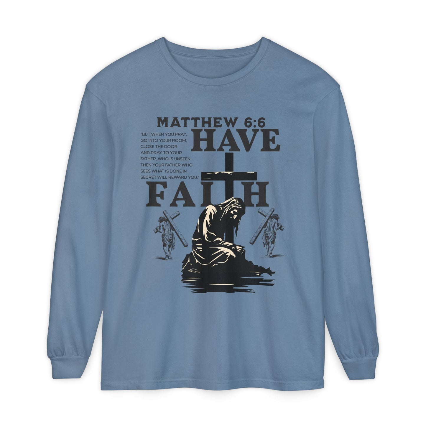 Faith Inspired Unisex Long Sleeve T-Shirt - Matthew 6:6 Design