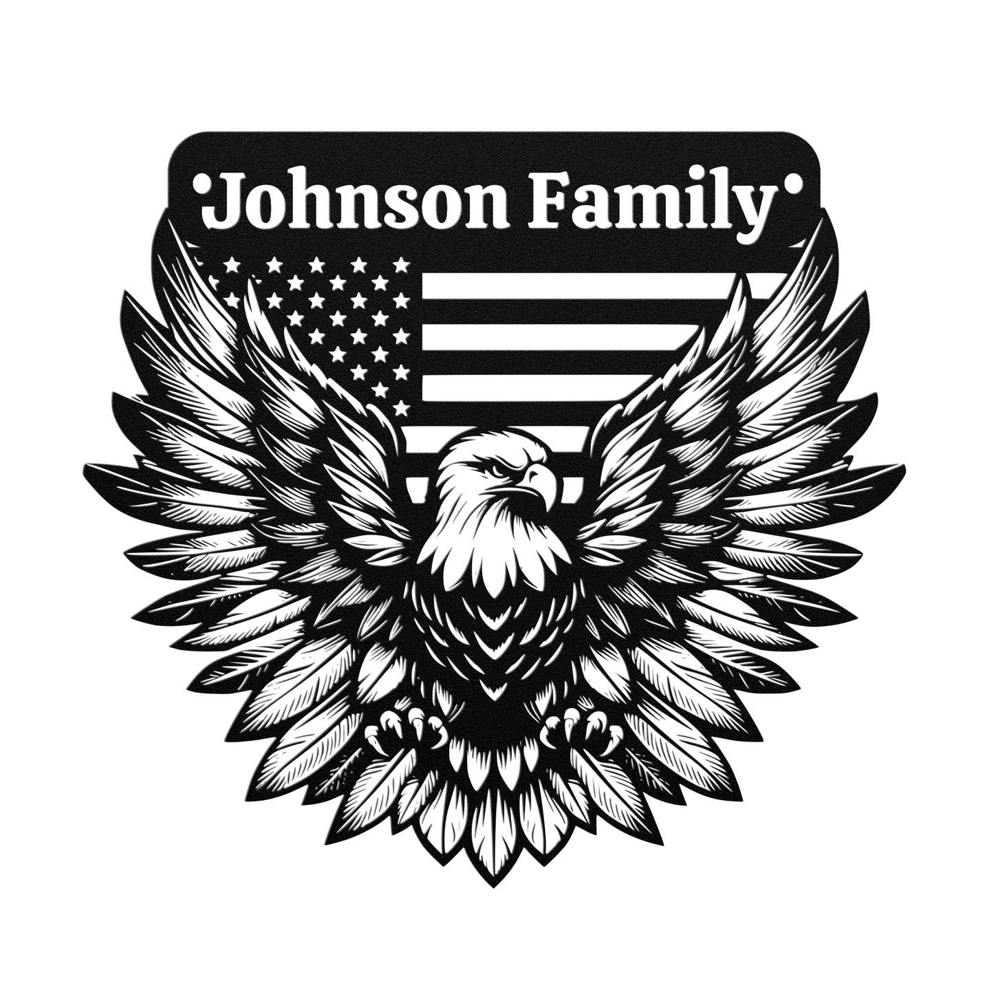 Personalized Family Die-Cut American Eagle Metal Sign