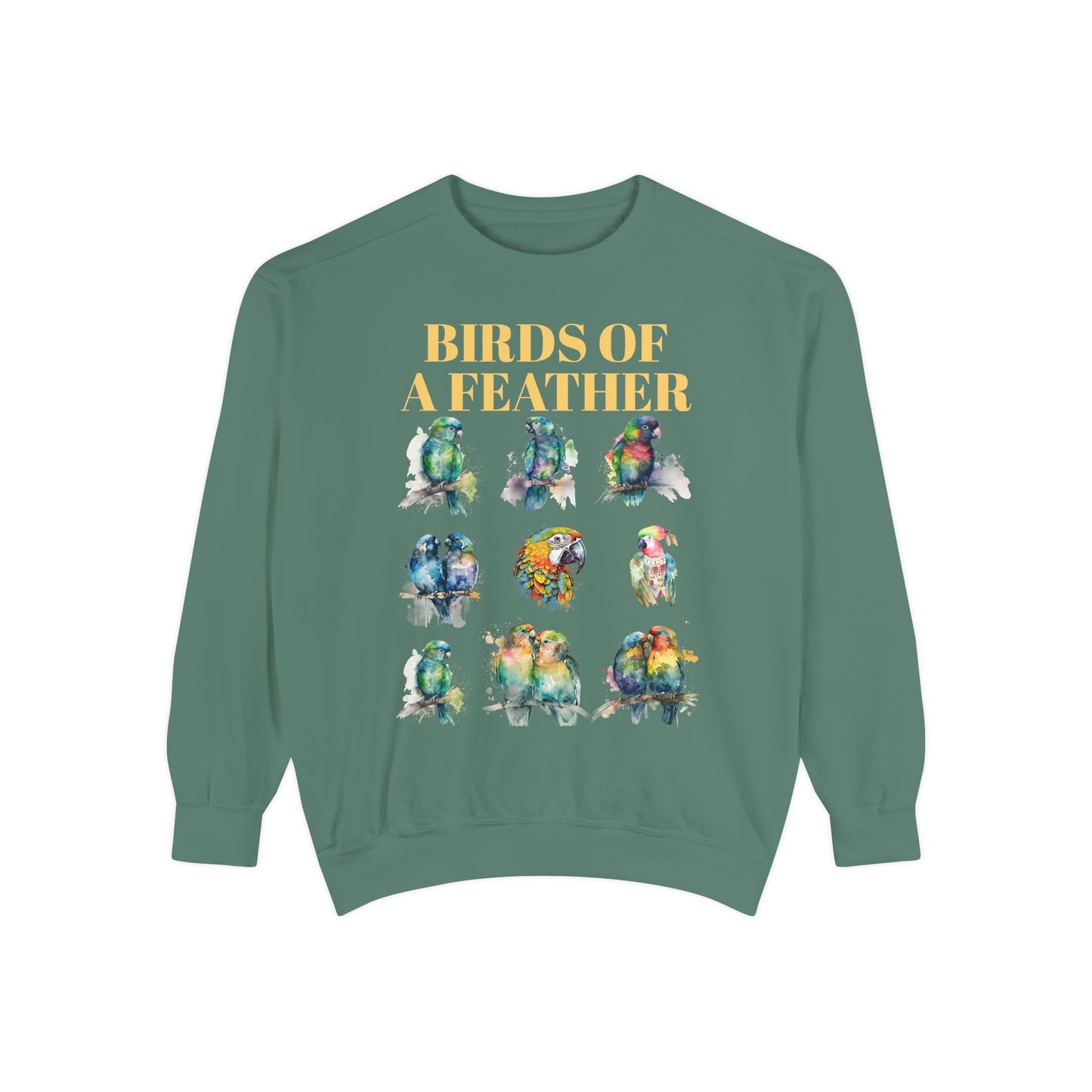 Colorful Birds of a Feather Sweatshirt - Unisex Garment-Dyed