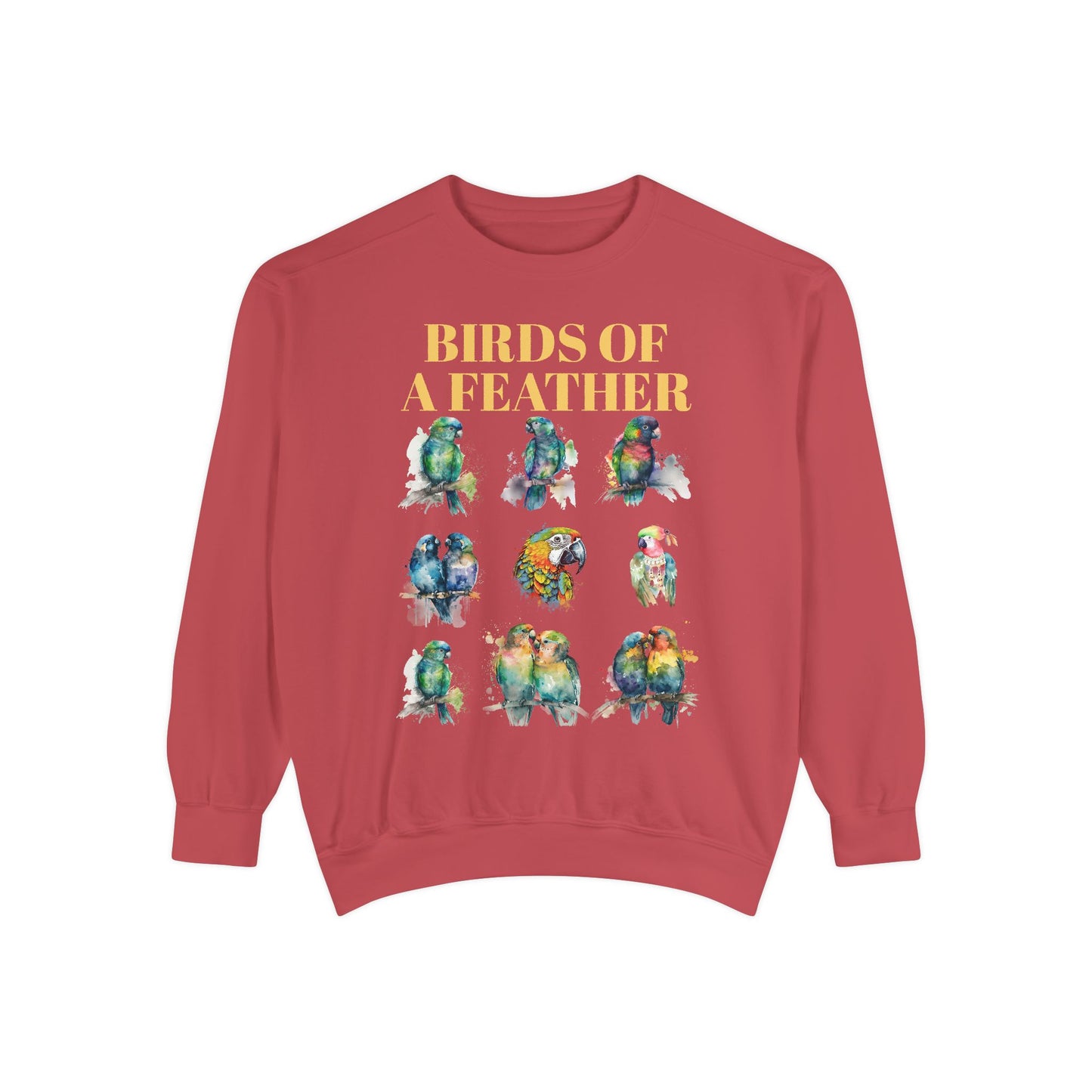 Colorful Birds of a Feather Sweatshirt - Unisex Garment-Dyed