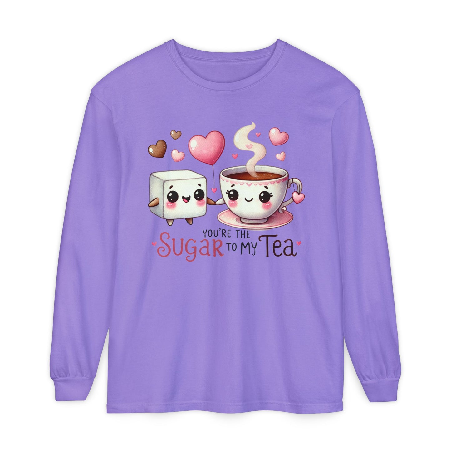 "Tea-m work Makes the Dream Work "Cute Sugar to My Tea Long Sleeve T-Shirt - Perfect Gift for Tea Lovers