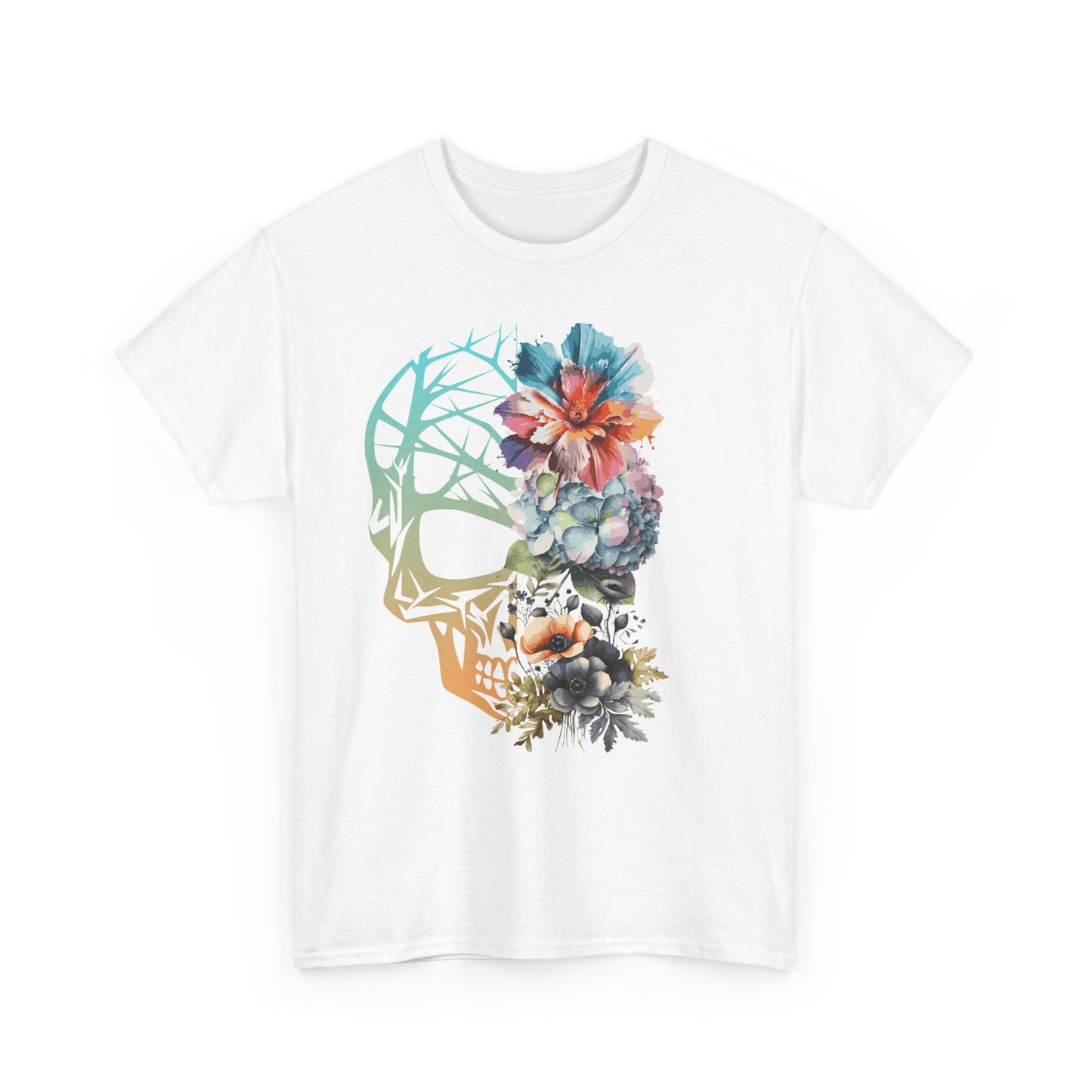 "FLOWER SKULL"Unisex Heavy Cotton Tee