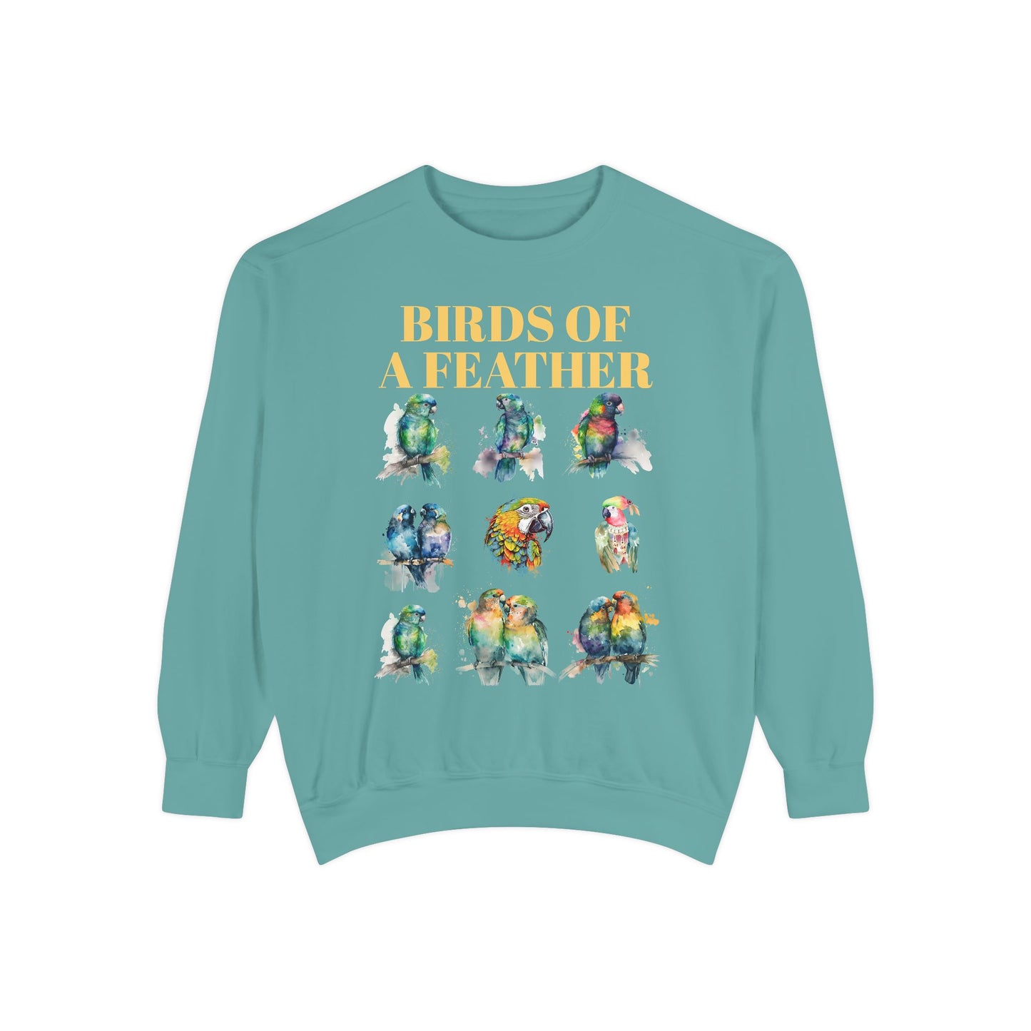 Colorful Birds of a Feather Sweatshirt - Unisex Garment-Dyed