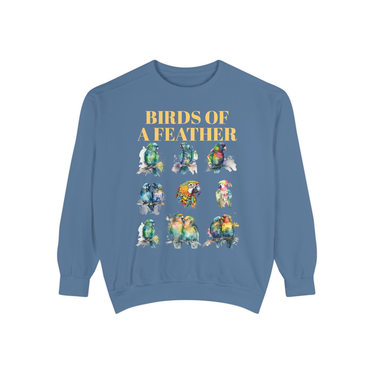Colorful Birds of a Feather Sweatshirt - Unisex Garment-Dyed