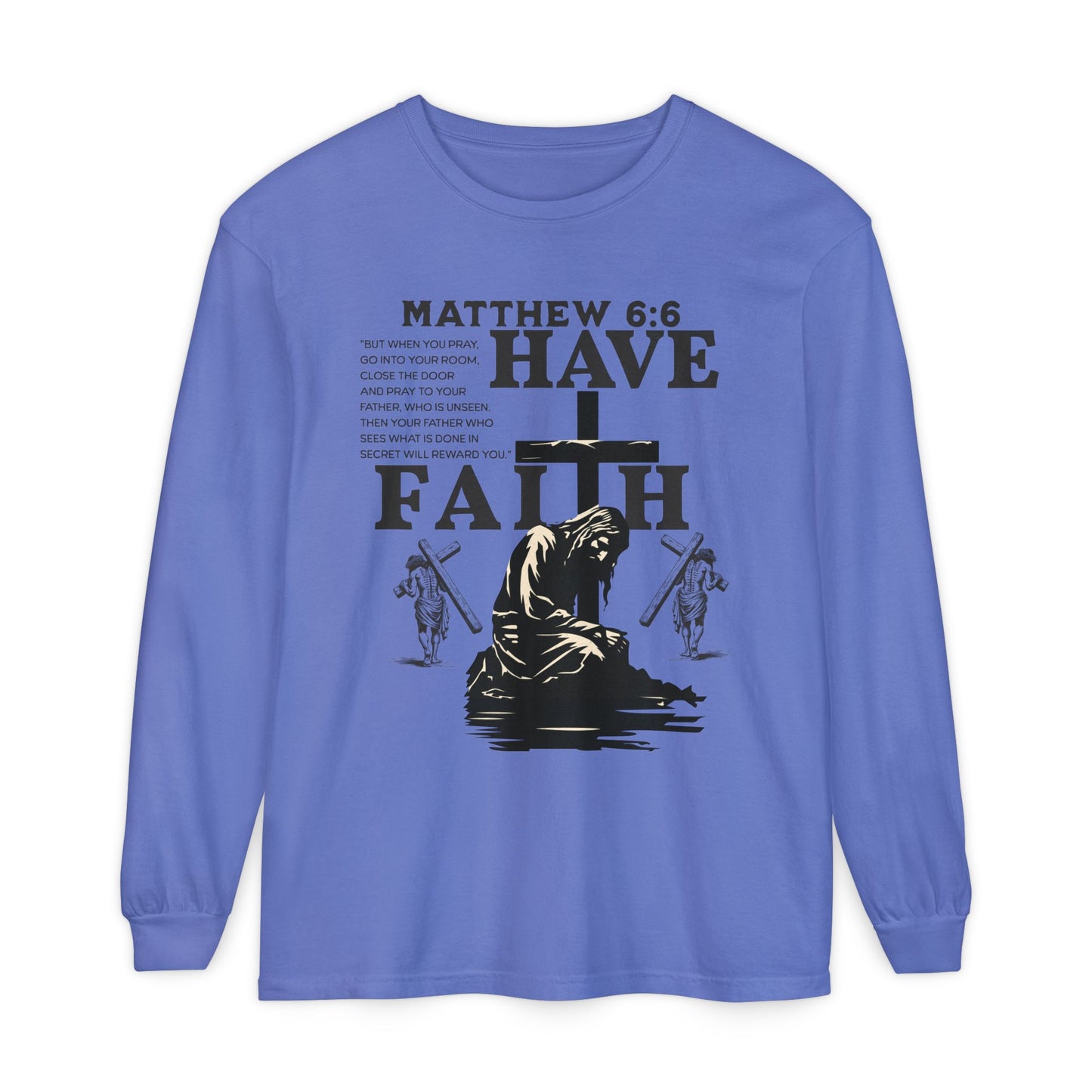 Faith Inspired Unisex Long Sleeve T-Shirt - Matthew 6:6 Design