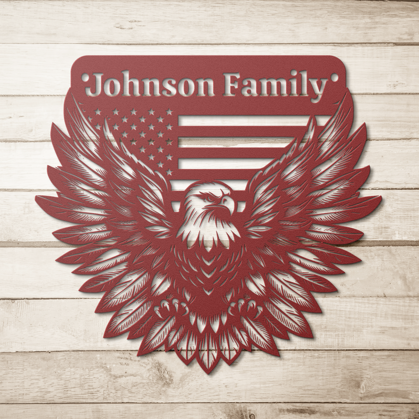 Personalized Family Die-Cut American Eagle Metal Sign