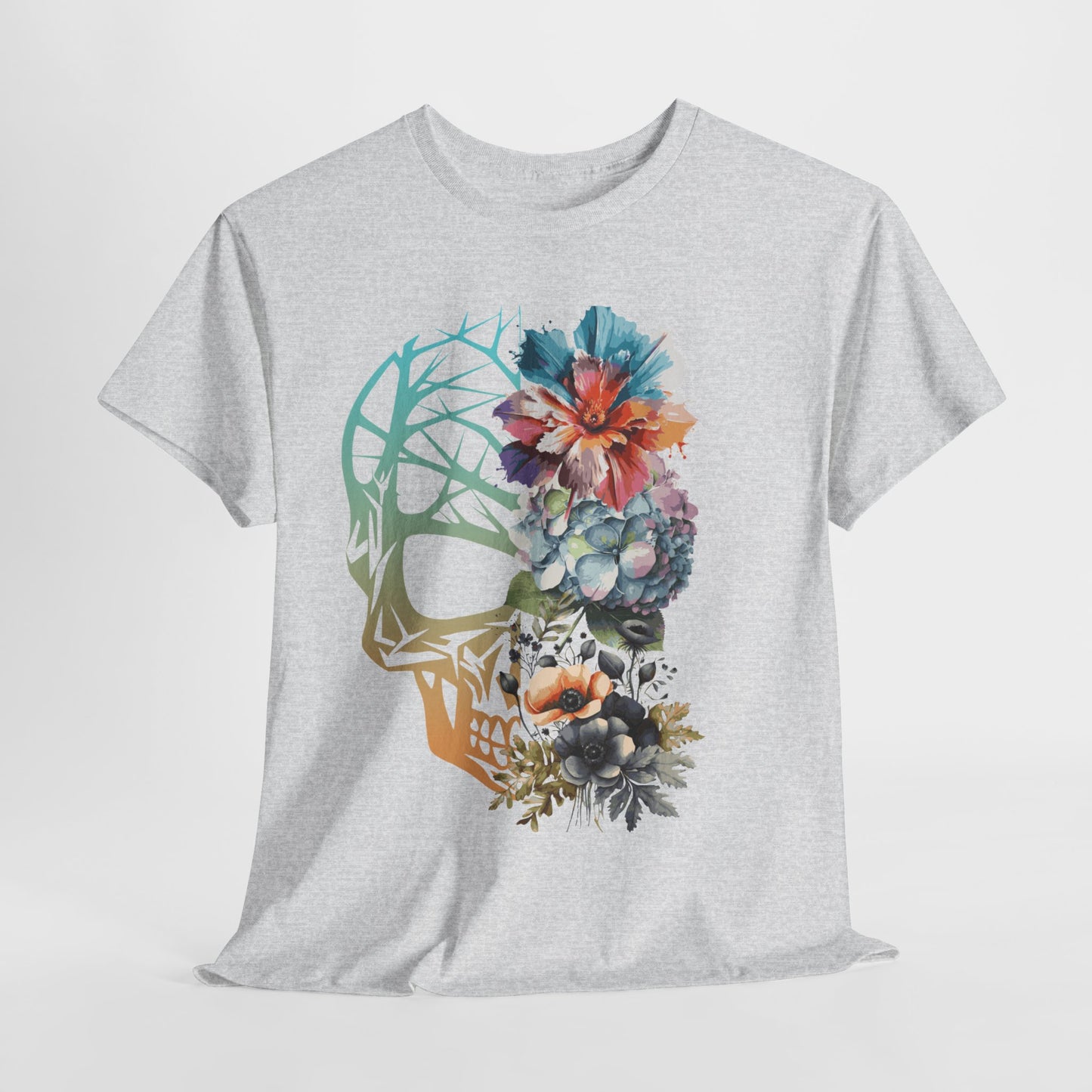 "FLOWER SKULL"Unisex Heavy Cotton Tee