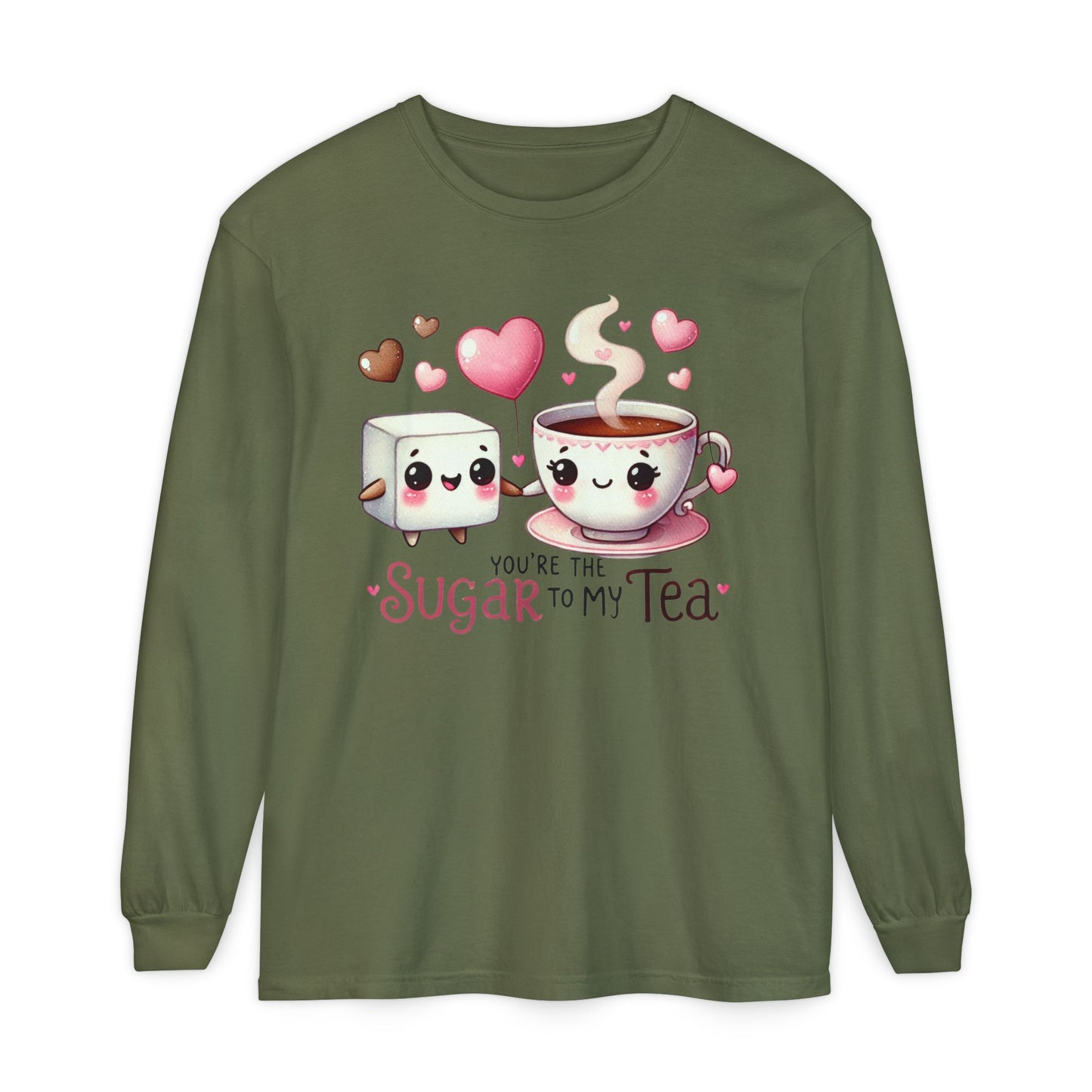 "Tea-m work Makes the Dream Work "Cute Sugar to My Tea Long Sleeve T-Shirt - Perfect Gift for Tea Lovers