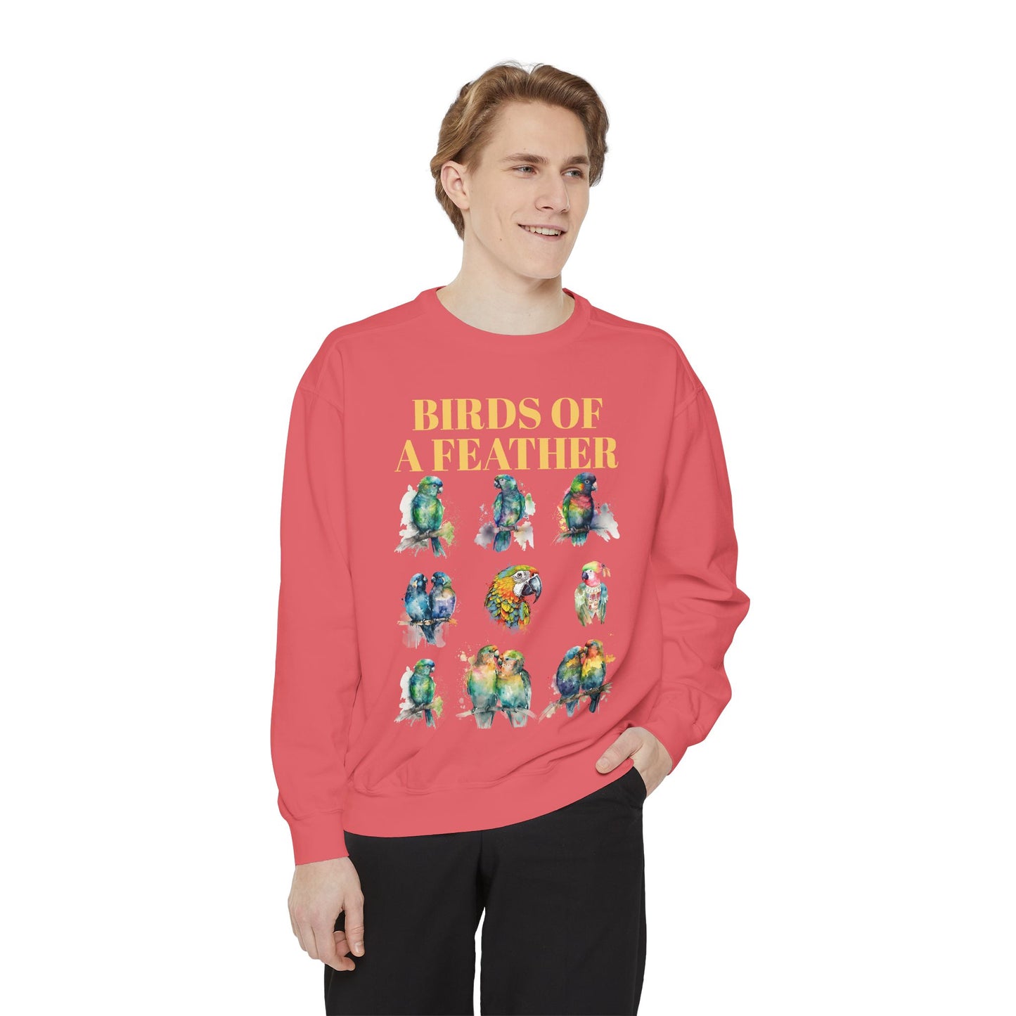 Colorful Birds of a Feather Sweatshirt - Unisex Garment-Dyed