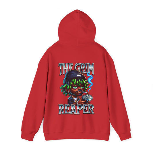 Grim Reaper Graphic Hoodie, Cozy Sweatshirt, Streetwear Fashion, Unisex Gift, Halloween Outfit, Casual Layering