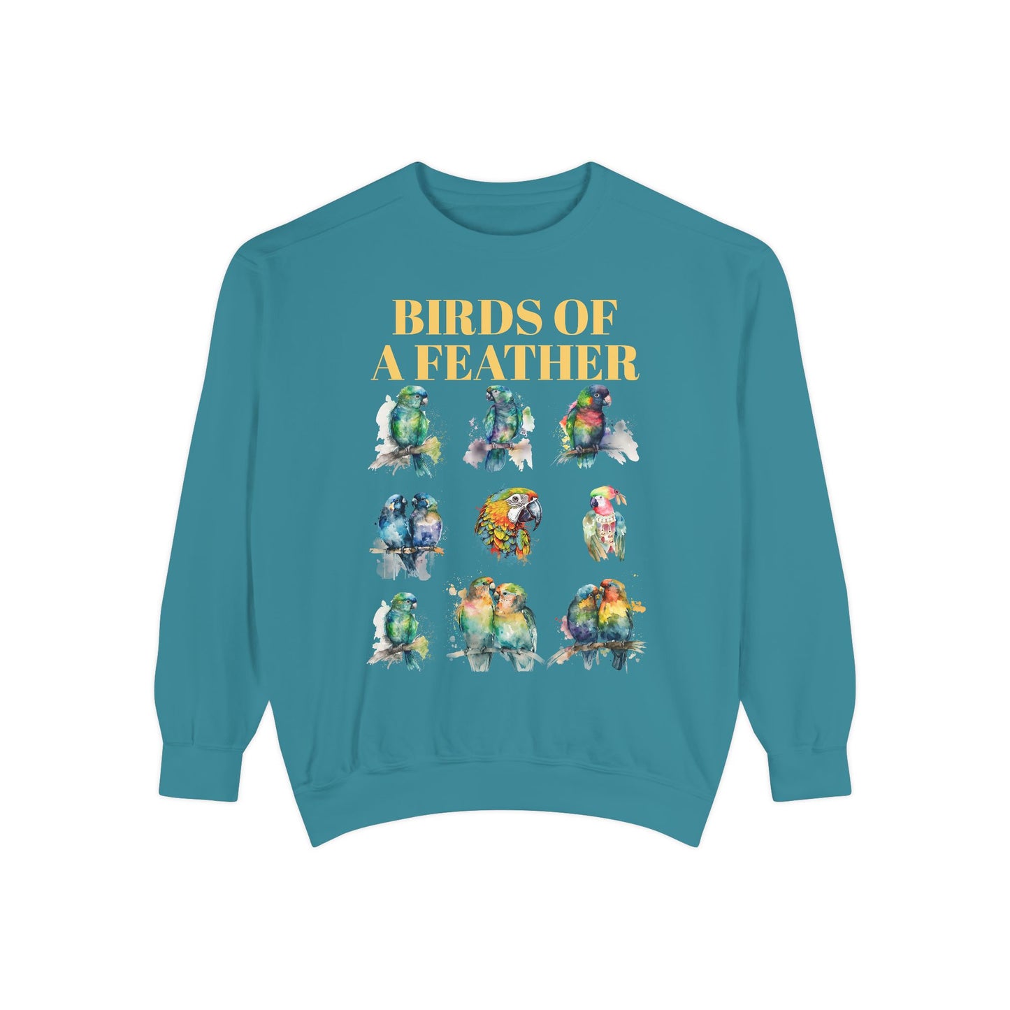 Colorful Birds of a Feather Sweatshirt - Unisex Garment-Dyed
