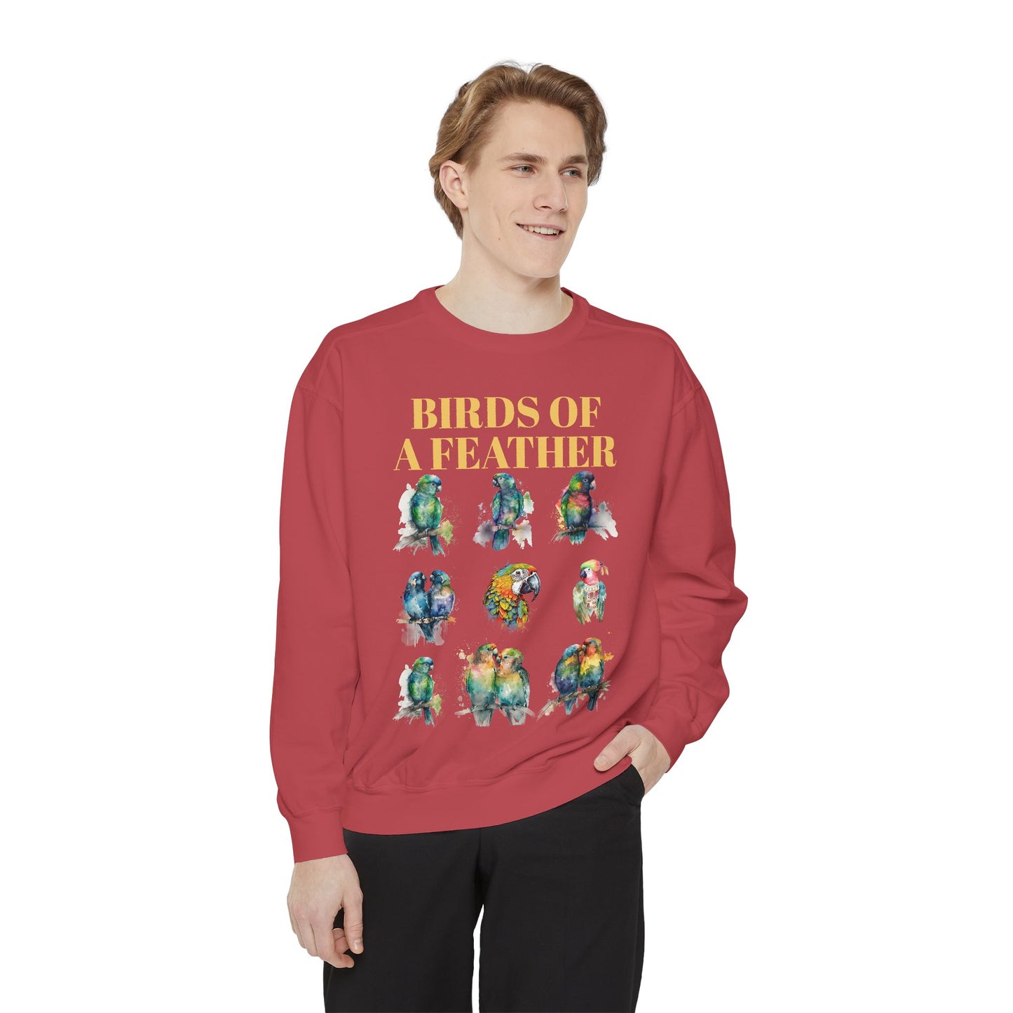 Colorful Birds of a Feather Sweatshirt - Unisex Garment-Dyed