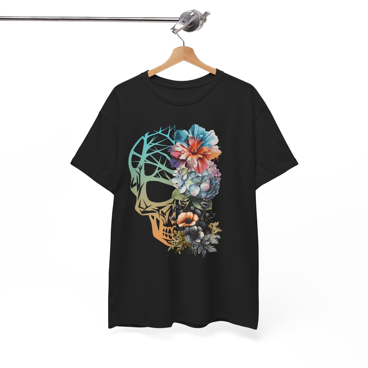 "FLOWER SKULL"Unisex Heavy Cotton Tee