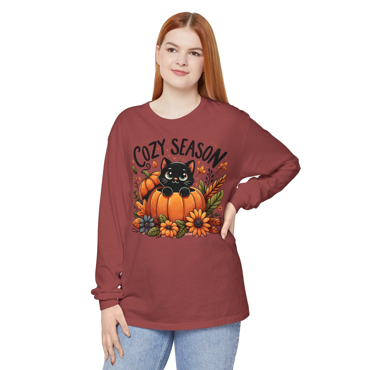 Cat Pumpkin Long Sleeve T-Shirt