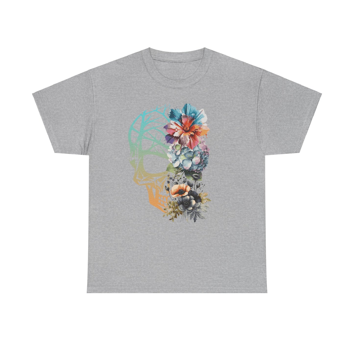 "FLOWER SKULL"Unisex Heavy Cotton Tee