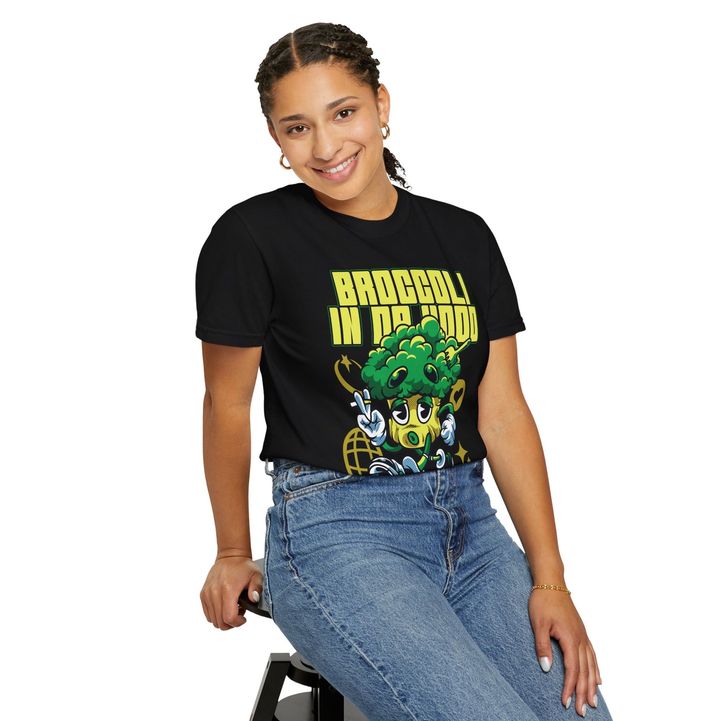 Garment-Dyed Broccoli T-Shirt, Fun and Unique Casual Wear, Perfect for Vegetarians, Gym Lovers, Gift for Foodies, Healthy Lifestyle