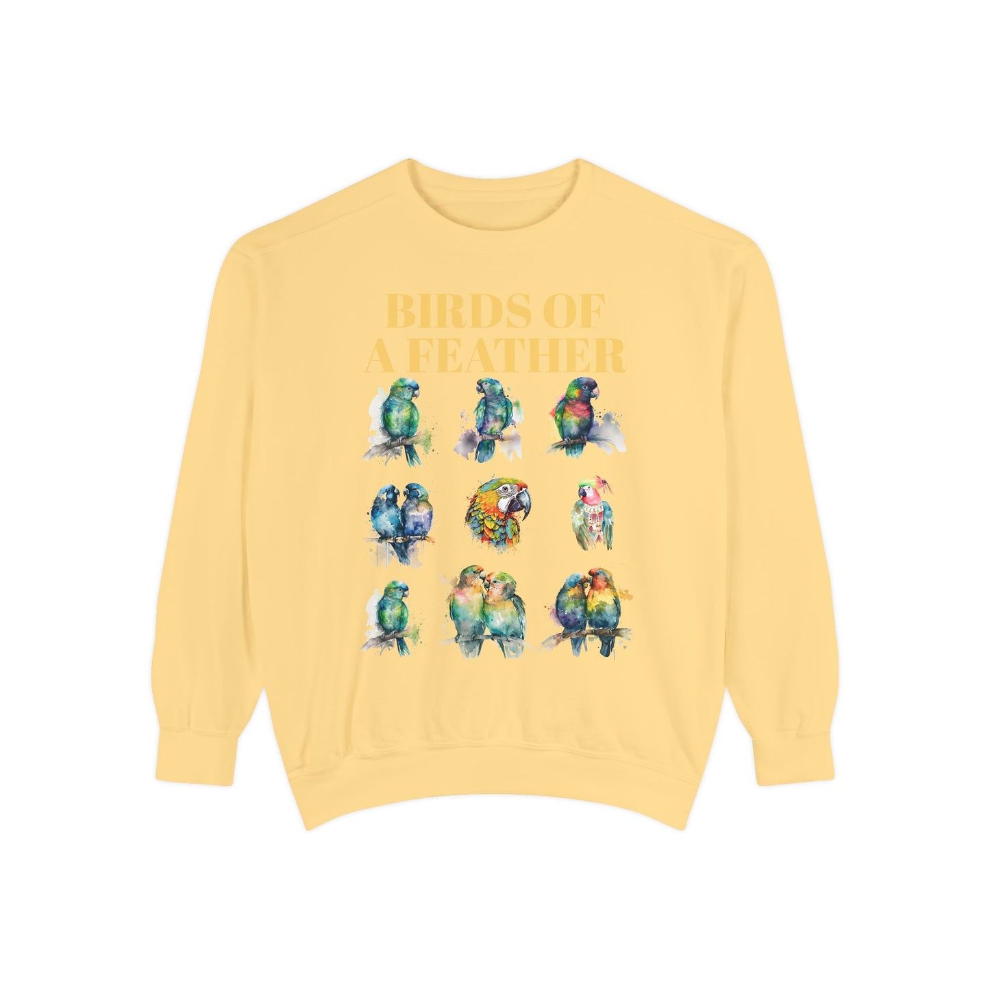 Colorful Birds of a Feather Sweatshirt - Unisex Garment-Dyed