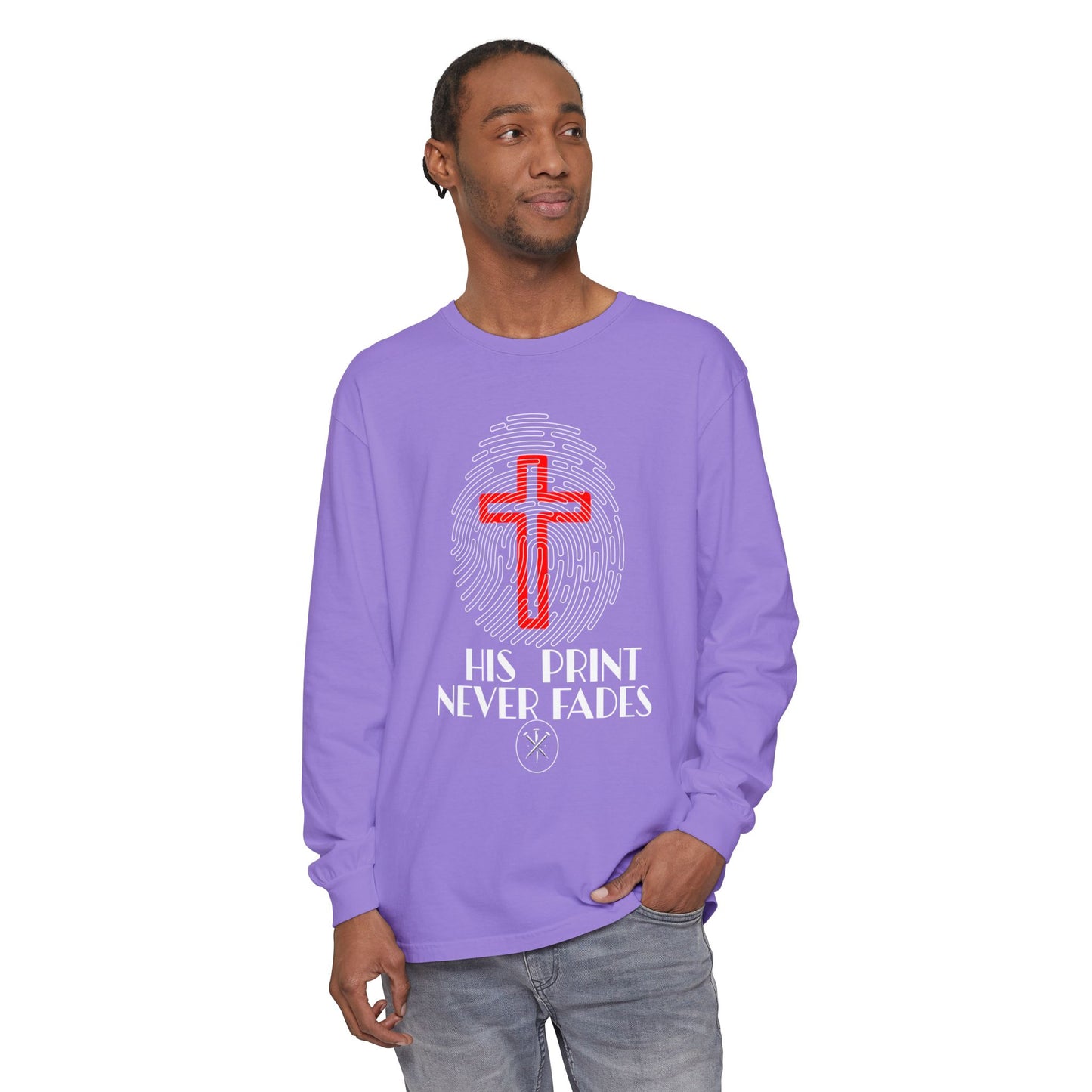 His Print Never Fades Unisex Long Sleeve T-Shirt - Faith-Inspired Apparel