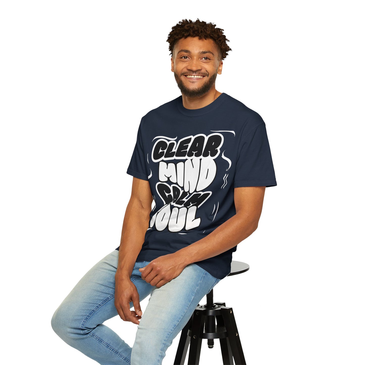 Unisex Garment-Dyed T-Shirt - "Clear Mind Calm Soul" Inspirational Graphic Tee