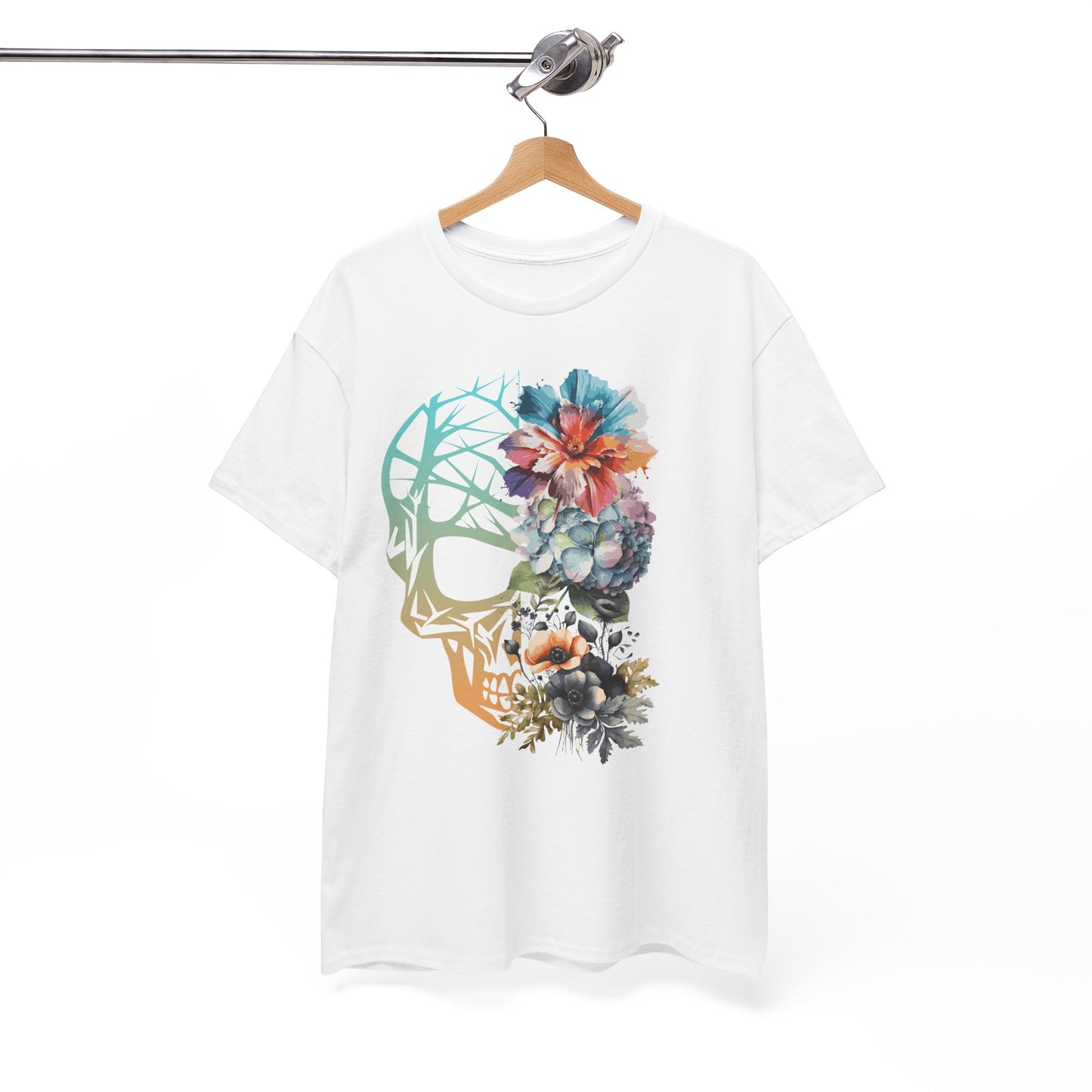 "FLOWER SKULL"Unisex Heavy Cotton Tee