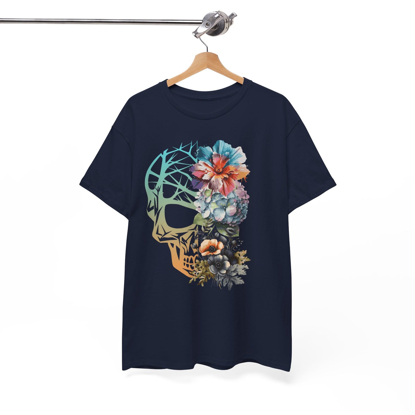 "FLOWER SKULL"Unisex Heavy Cotton Tee