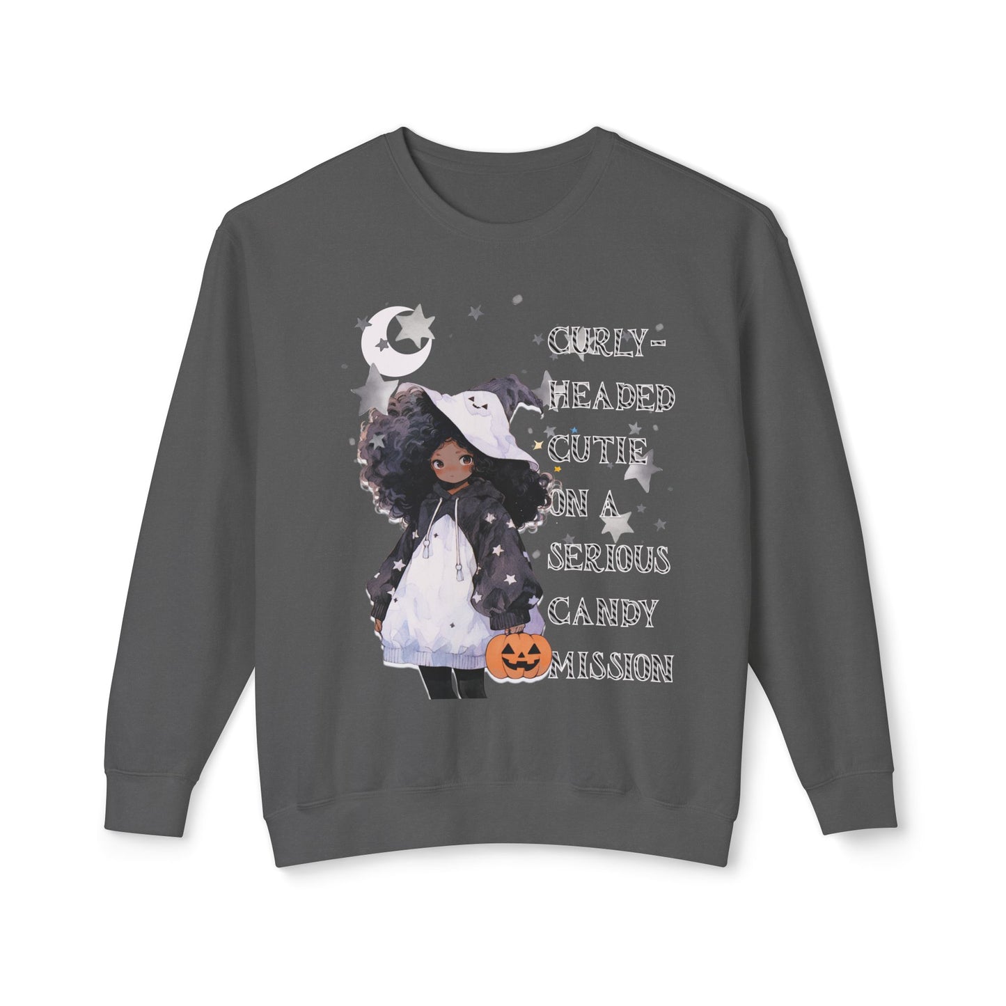 "Curly Head" Unisex Lightweight Halloween Girl Sweatshirt