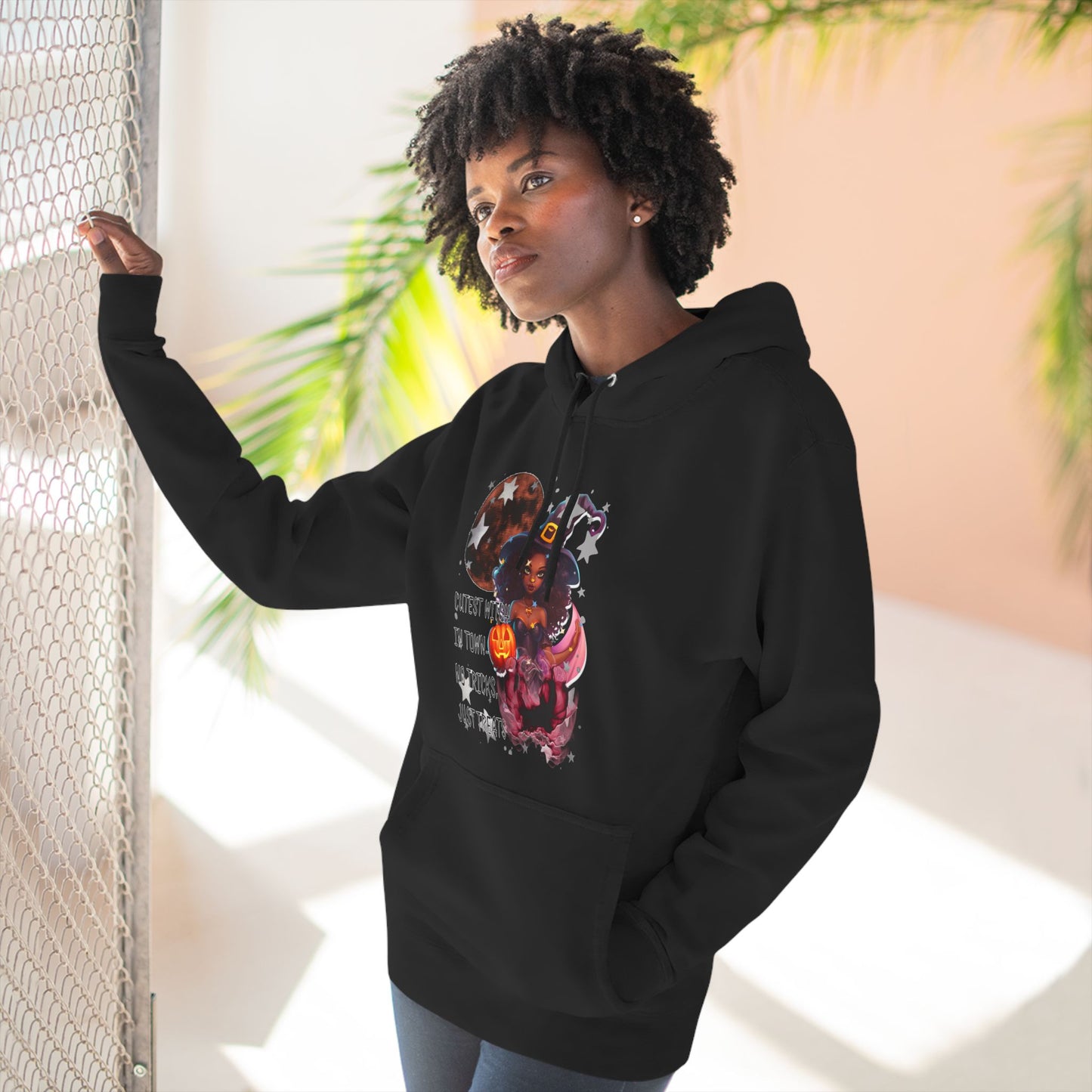 "Cutest Witch"Three-Panel Fleece Hoodie