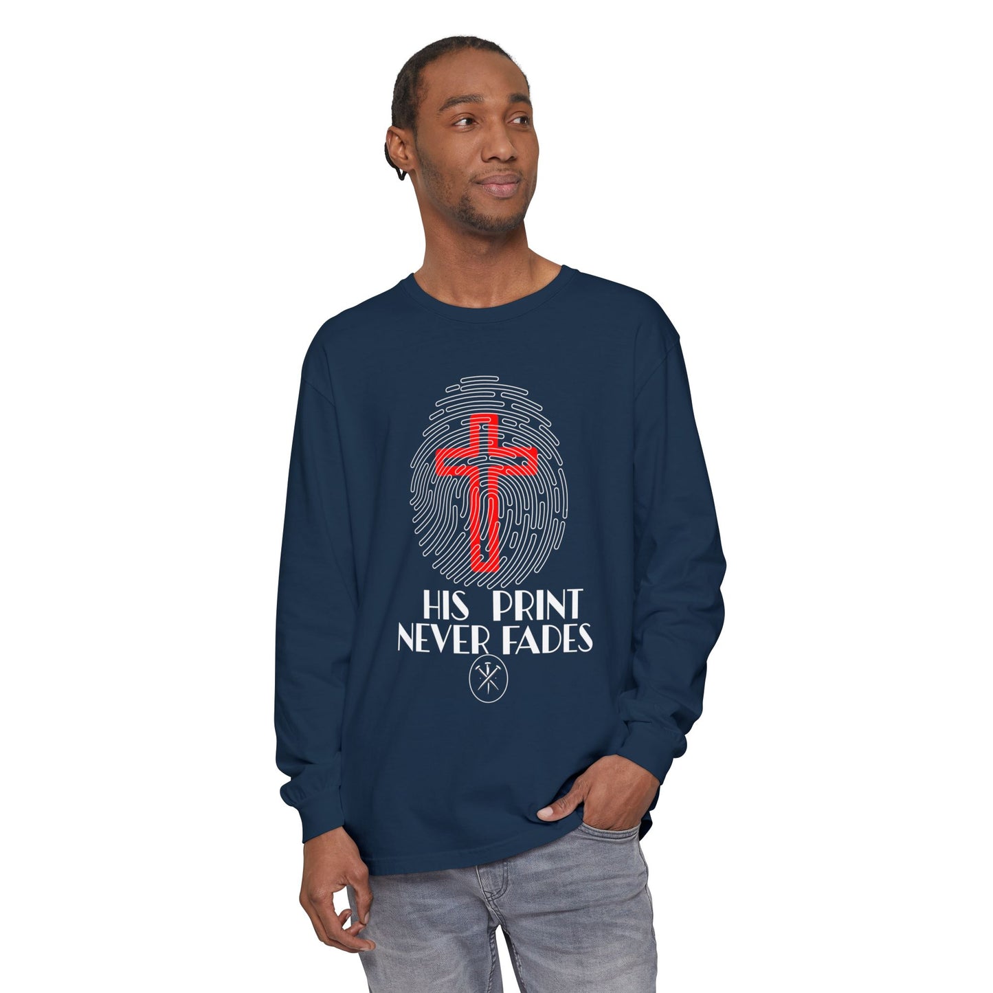 His Print Never Fades Unisex Long Sleeve T-Shirt - Faith-Inspired Apparel