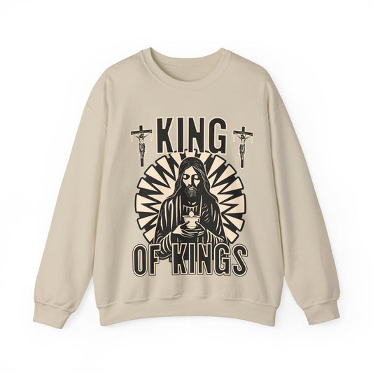 Crewneck Sweatshirt — "King of Kings" Christian Jesus Graphic