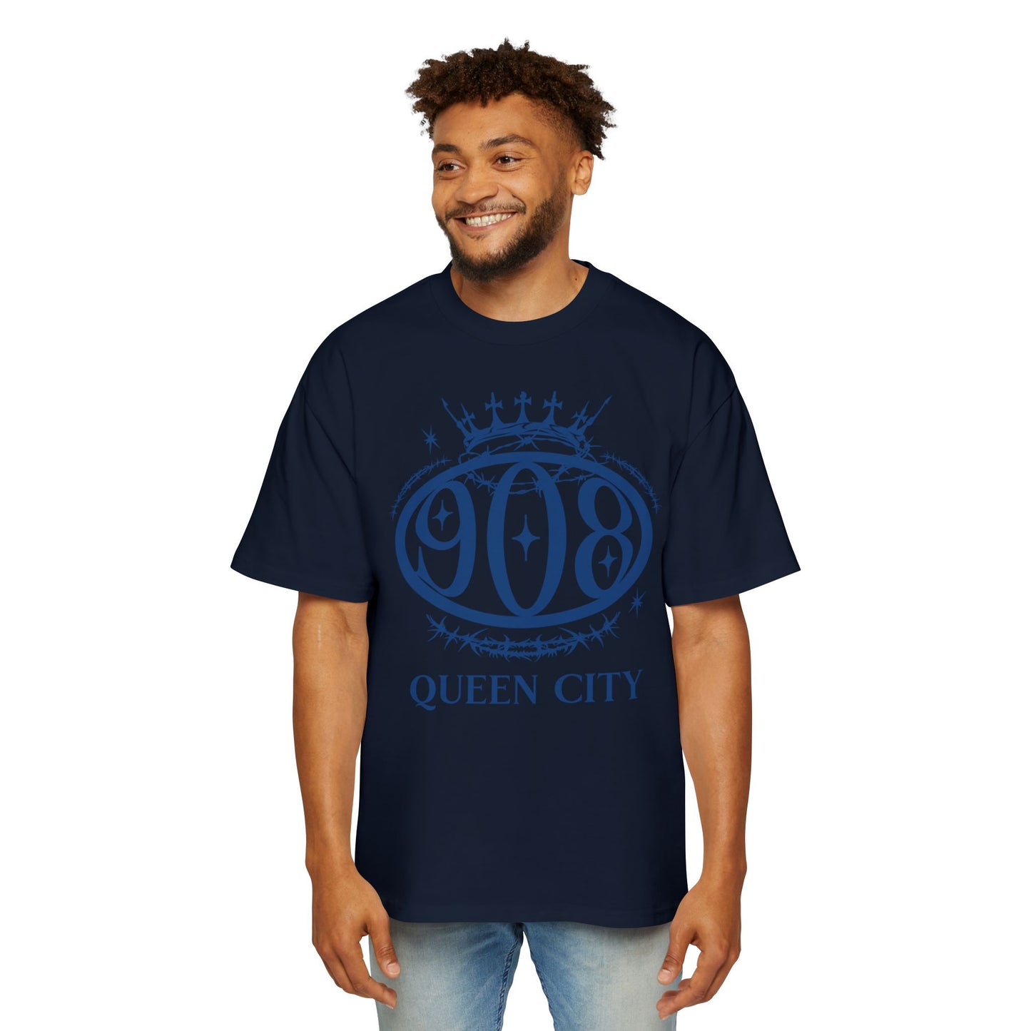 Plainfield NJ 908 Area Code Tee — Men's Oversized Graphic T-Shirt