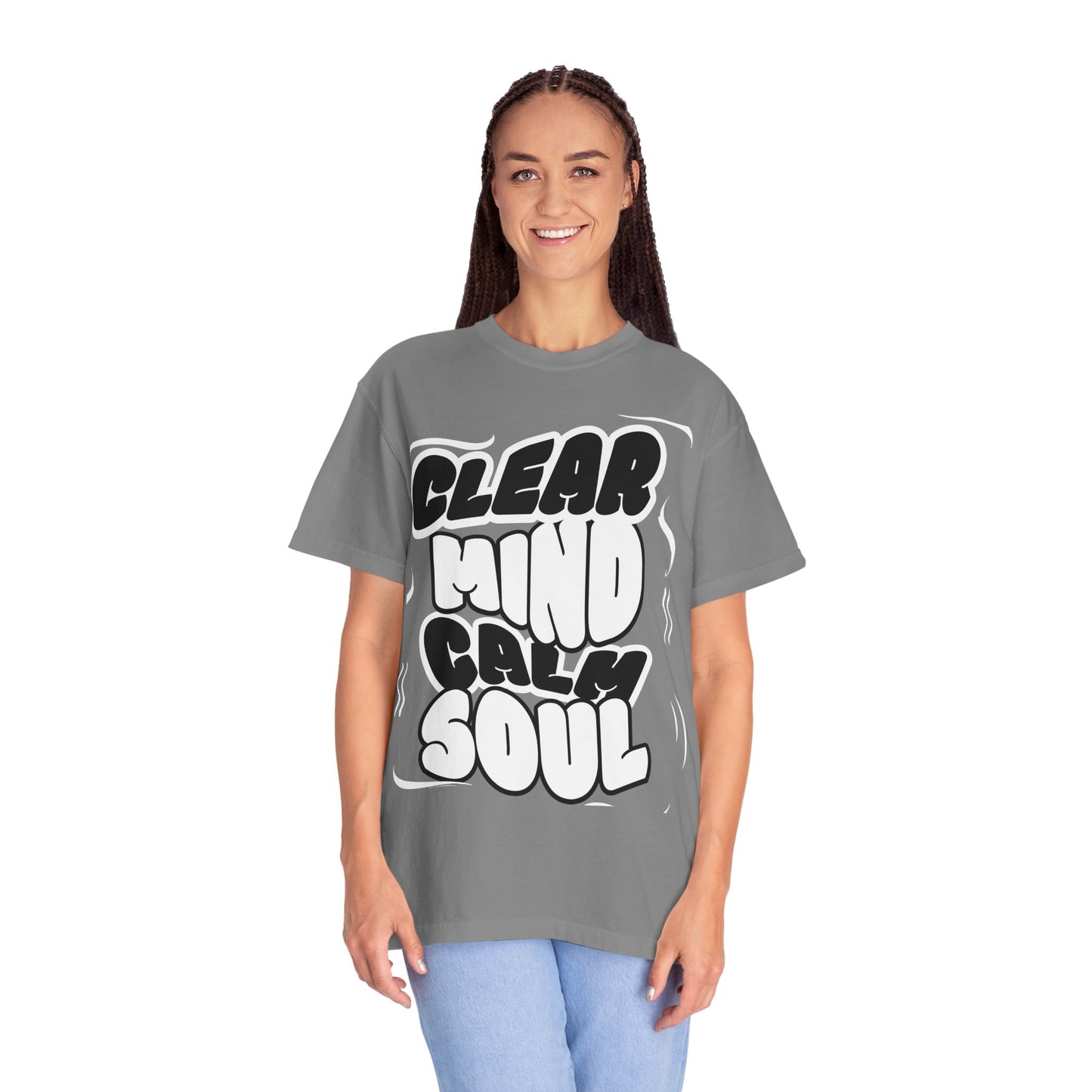 Unisex Garment-Dyed T-Shirt - "Clear Mind Calm Soul" Inspirational Graphic Tee