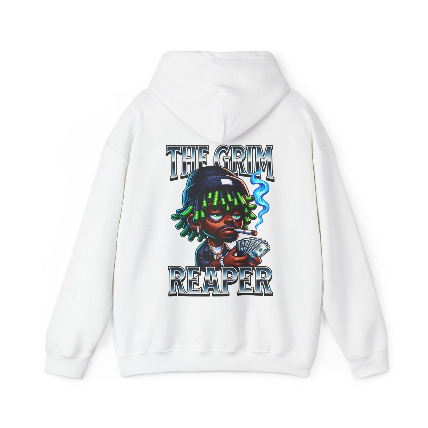 Grim Reaper Graphic Hoodie, Cozy Sweatshirt, Streetwear Fashion, Unisex Gift, Halloween Outfit, Casual Layering