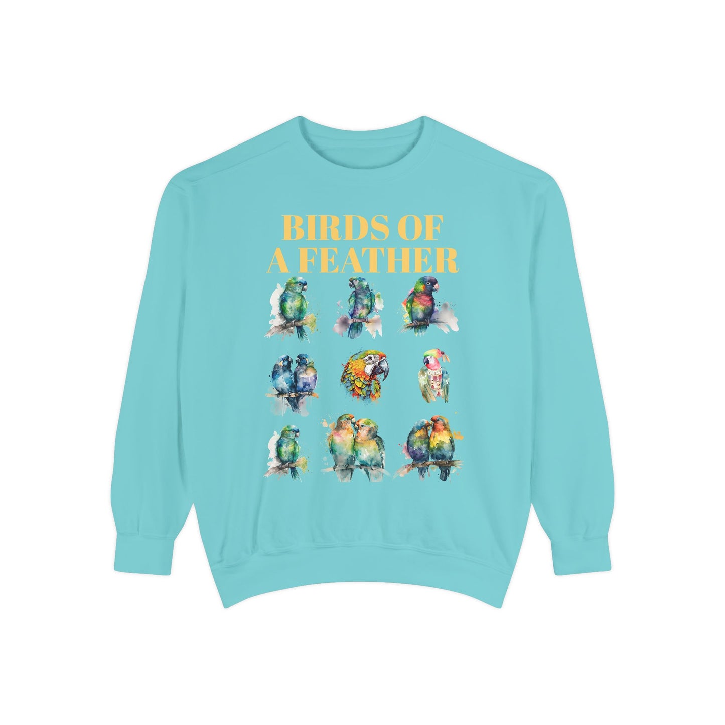 Colorful Birds of a Feather Sweatshirt - Unisex Garment-Dyed